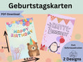 Karten Happy Birthday zum Sofortausdrucken