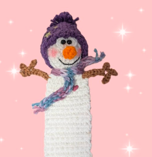 Häkelanleitung Schneemann-Lesezeichen