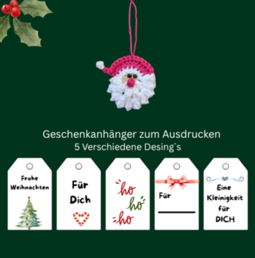 Häkelanleitung Weihnachtsmann Anhänger