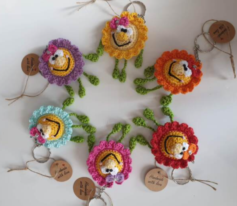 Häkelanleitung Blümchen Anhänger