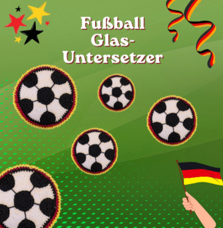 Häkelanleitung Fußball Glasuntersetzer