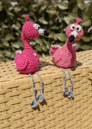 Häkelanleitung Flamingo Kantenhocker