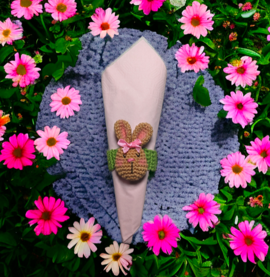 Häkelanleitung Osterhase Serviettenring/Brosche