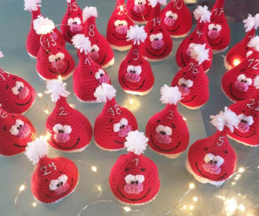 Häkelanleitung Adventskalender Zipfelmützen