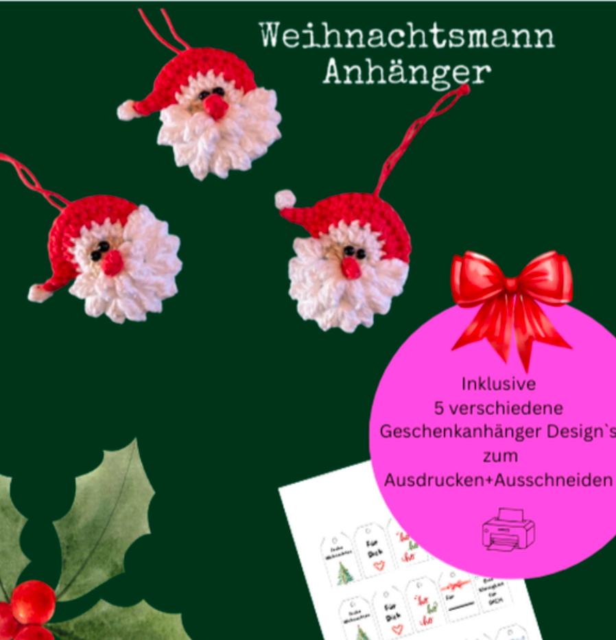Häkelanleitung Weihnachtsmann Anhänger