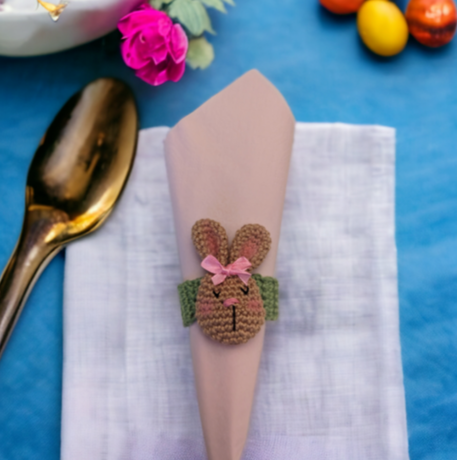 Häkelanleitung Osterhase Serviettenring/Brosche