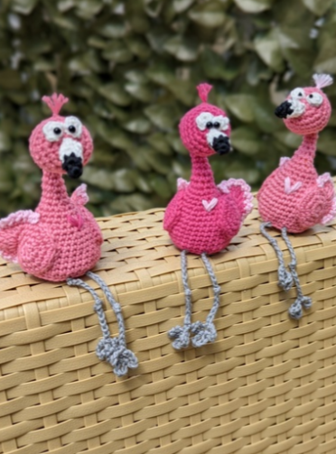 Häkelanleitung Flamingo Kantenhocker