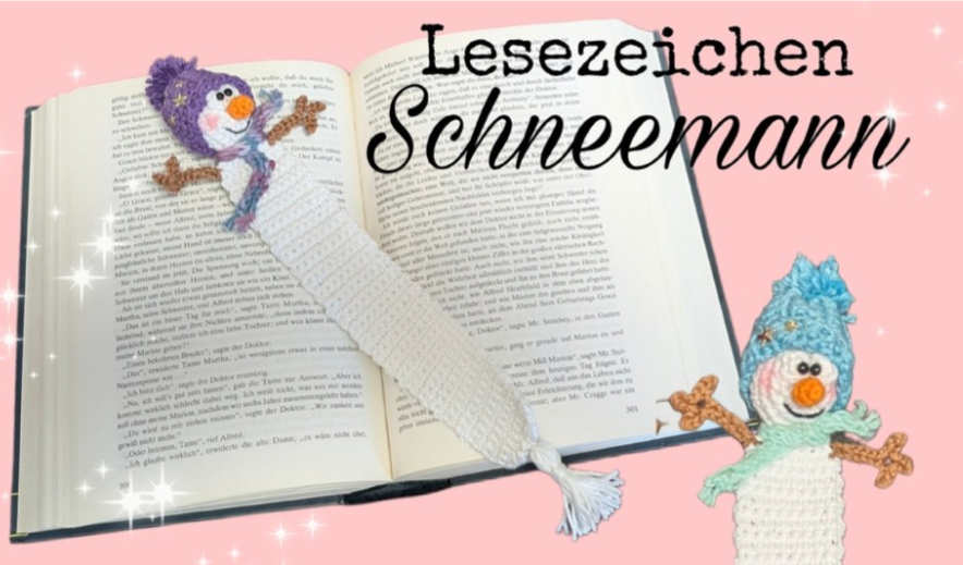Häkelanleitung Schneemann-Lesezeichen