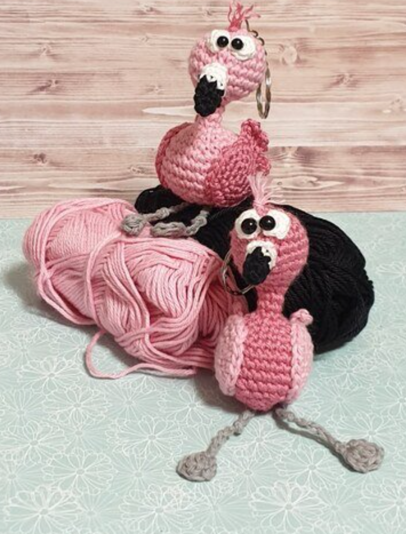 Häkelanleitung Flamingo Schlüsselanhänger